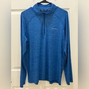 Eddie Bauer Blue L 1/4 Zip Polyester Long Sleeve Activewear Shirt